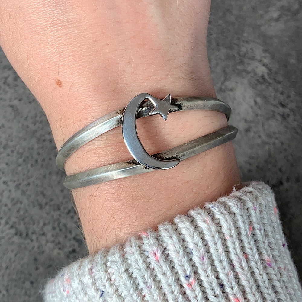 Vintage Moon & Stars Celestial Cuff Bracelet